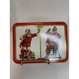 Vintage 90’s Coca- Cola Nostalgia Playing Cards Santa Claus in Tin Box
